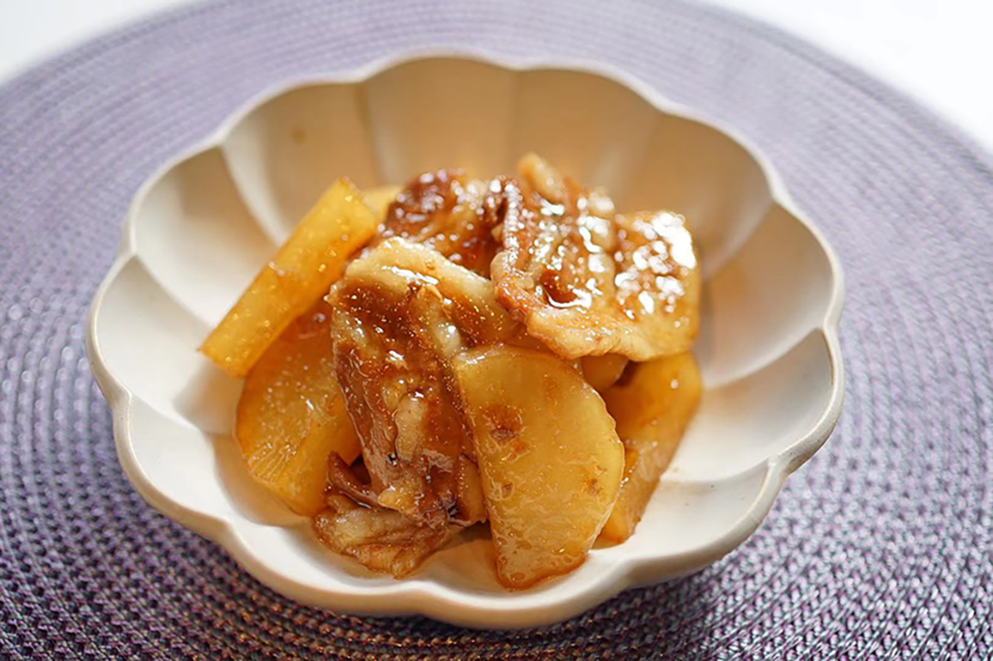 Simmered Pork and Radish with Dai Aso Teriyaki Sauce
