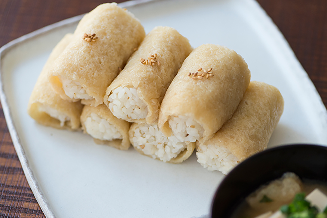 Inari Sushi with Dai Aso Dashi Soup Stock and Mirin
